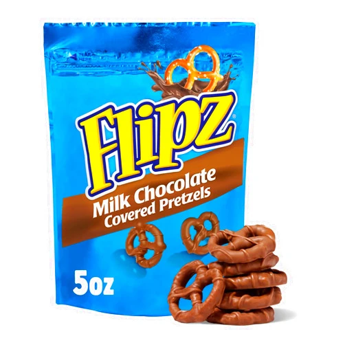 Flipz Milk Chocolate Covered Pretzels (5oz, Pack of 6), Perfect Sweet, Salty, & Crunchy Snack For Adults And Kids