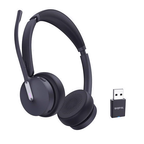 Yealink WH64 Hybrid with DECT Dongle, 492ft Range, 32 Talk Time Bluetooth Headset for Teams, Zoom Skype UC, 3X Mic Noise Cancelling, Headset PC Phone