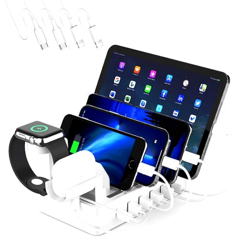 OTESS Multiple Charging Station Charger Station - Charging Station for Multiple Devices, 6 Ports USB Charging Dock for Phone| Earhead|Watch Stand, Fast Docking Station, Cell Phone Charging Stations