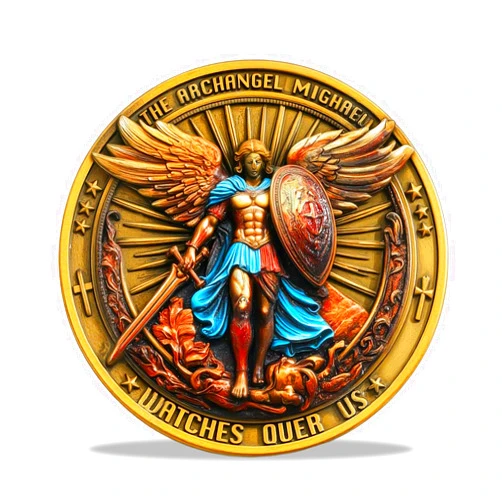 Meliatomia St Michael The Archangel Watches Over Us Catholic Token - Psalm 91:10-11 Bible Verse, Zinc Alloy St Michael Token, Inspirational Gifts for Protection & Faith - Easter Gifts for Christian Men (1pc)