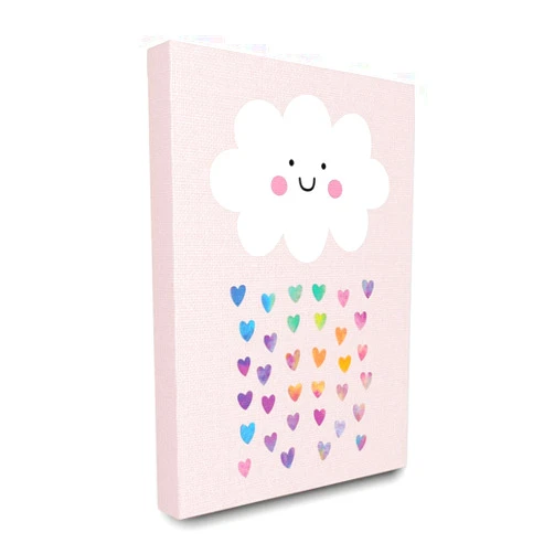 Stupell Industries Raining Rainbow Hearts with Happy Cloud, Designed by Seven Trees Design Wall Art, 16x20, Canvas