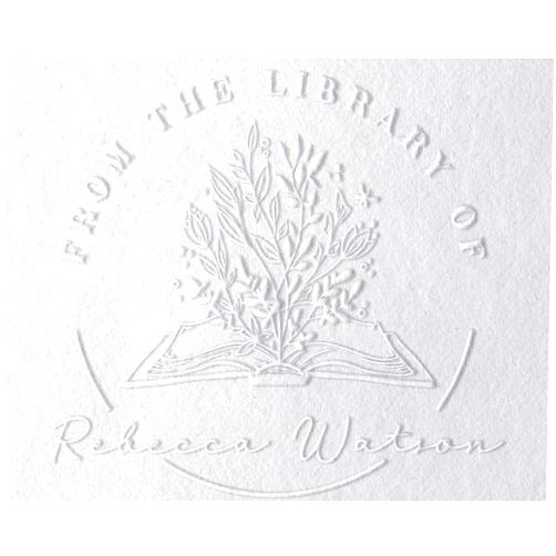 Pickled Stamps from The Library of | Ex Libris | Floral Book Stamp | Personalized Teacher Stamp | Custom Library Stamp | Monogram Self-Inking Wood Handle Stamp (Floral 3)