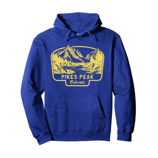 Vintage Outdoors Mountains Apparel & Gifts Pikes Peak Mountains Colorado Hiking Outdoors Vintage Pullover Hoodie