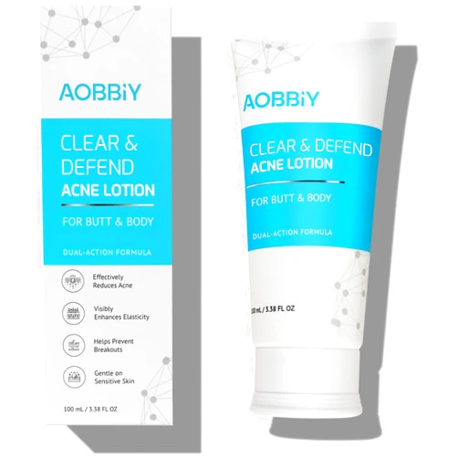 AOBBIY Butt Acne Clearing Treatment Cream: Clears & Prevents Breakouts Fast – Gentle Body & Back Lotion for Clogged Pores, Folliculitis & Bumps, 2% Salicylic Acid & Niacinamide, Ideal for Women, Men & Teens
