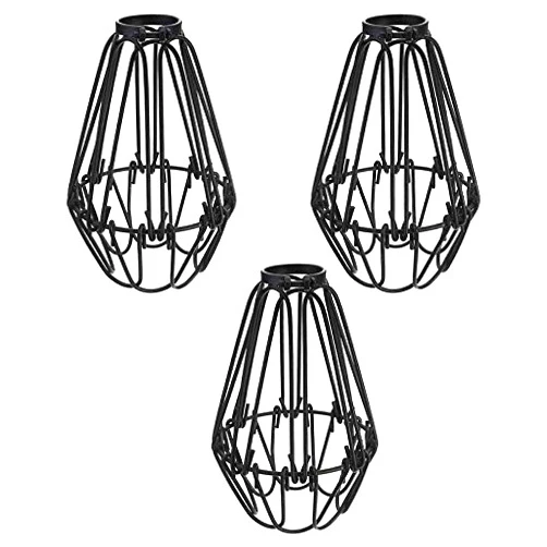 Jaquiain 3 Pcs Iron Bulb Lamp, Ceiling Fan and Light Bulb Covers, Industrial Vintage Style Pendant Light Fixture Lamp