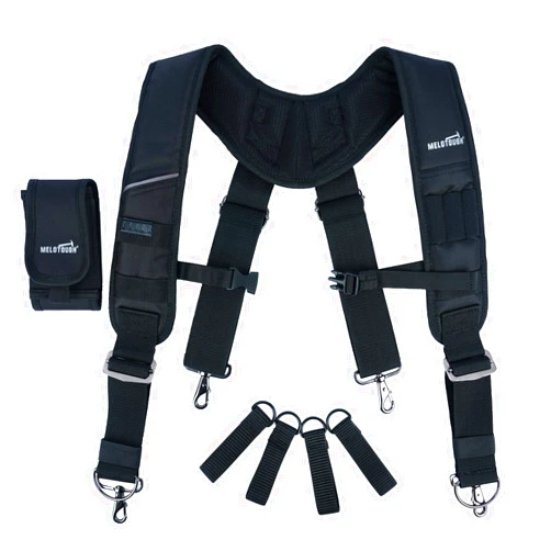 MELOTOUGH Tool Belt Suspenders Construction Bag Suspenders Heavy Duty Padded Work belt Suspenders for Carpenter/Electrician/Roofing/Farmer work Suspension Rig