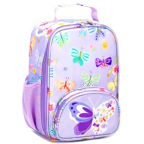 BTOOP Lunch Box Kids Girls Insulated Lunch Bag Cute Butterfly Reusable Thermal Meal Cooler Tote Bags with Removable Shoulder Strap for School Travel