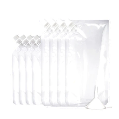 OHMAXHO Alcohol Pouches for Liquor,Reusable Drink Pouches for Adults Alcohol Drinking Flasks,Concealable Plastic Liquor Bags with Funnel,Plastic Travel Flasks (8OZ4 + 16OZ4)