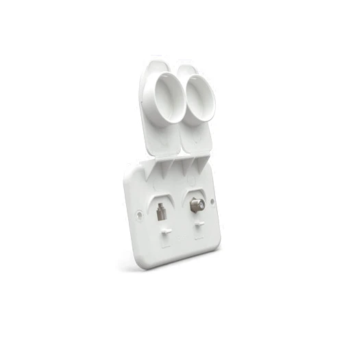 Thetford|B&B Molders RV Replacement Parts and Accessories Camper Dual Phone/Cable TV Plate with Jack Covers Polar White PN 94322
