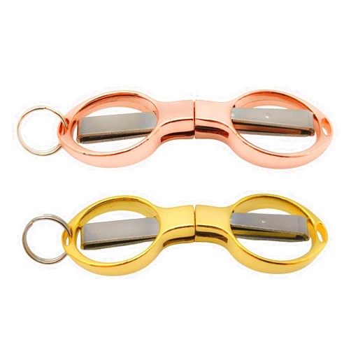 DISDIM Folding Scissors, 2 Pcs Portable Travel Scissors, Zinc Alloy Retractable Small Scissors for Travel, Outdoor, Office, Home and Carry Around (Rose Gold, Gold)