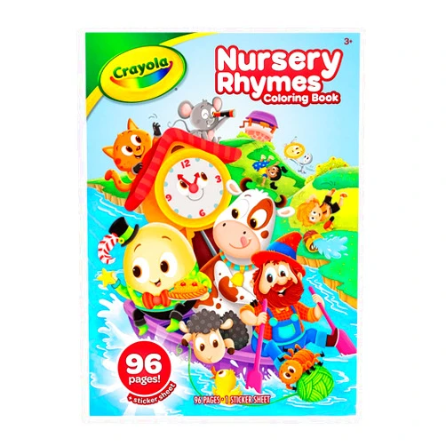 Crayola Nursery Rhymes Coloring Book with Stickers, 96 Coloring Pages, Gift for Kids, Ages 3, 4, 5, 6