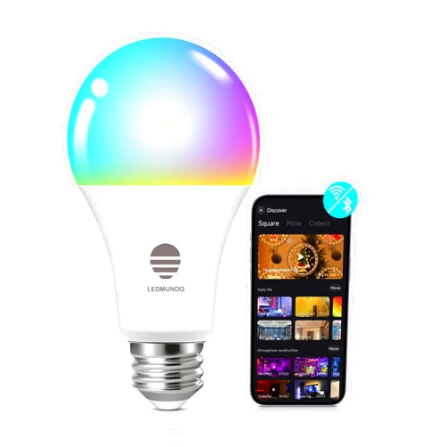 LEDMUNDO Smart Light Bulbs, Color Changing Light Bulb Compatiable with Alexa & Google Assistant, 16 Million Colors, WiFi & Bluetooth LED Light Bulbs, Music Sync, Multi-Dynamic Scene, A19 E26 60W 800LM, 1Pack