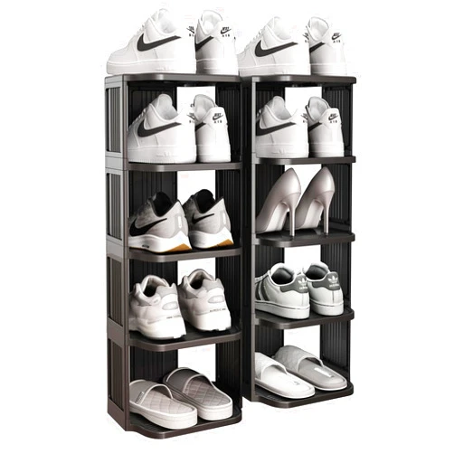 Kitstorack Shoe Racks for Front Door Entrance, 10 Tiers Stackable Shoe Rack Free Standing Plastic Shoe Stand Narrow Tall Vertical Shoe Rack, Closet Shoe Organizer for Small Spaces Bedroom Closet Door Storage