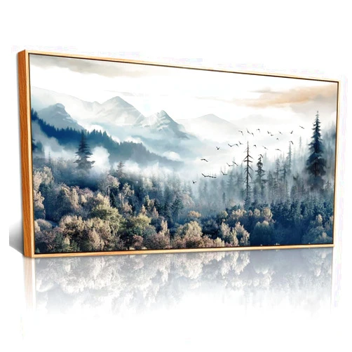 Lapremoly Forest Landscape Painting Wall Art For Living Room Wall Decor For Bedroom Mountain Wall Hanging Decor Office Prints Pictures Artwork Farmhouse Abstract Home Decoration Wood Framed 20x40