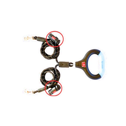 WIGZI 2 Dog Leash Automatically Untangles with 360° Spin, Gel Handle - Reflective Rope. Optional LEDs Light UP to 25 FEET. Universal Size All Dogs, Black, Med/Lrg Size with 2 Rechargeable Lights