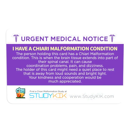 StudyKIK Chiari Malformation Alert Plastic Card