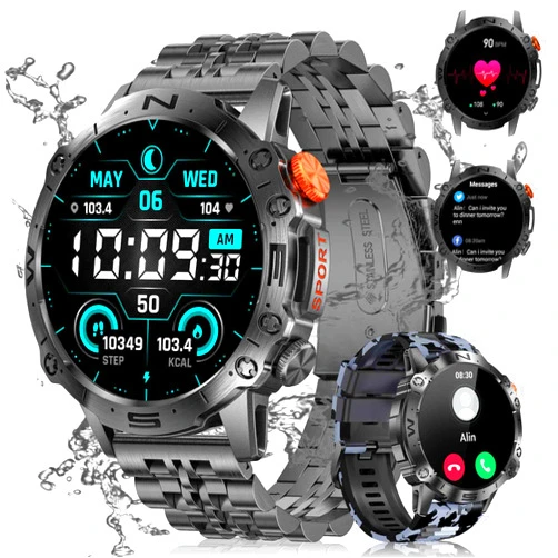 LIGE Military Smart Watches for Men(Answer/Dial Calls),1.43