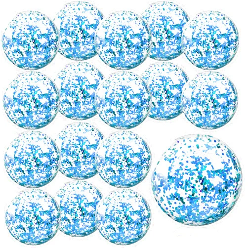 Whaline 16Pcs 16'' Glitter Inflatable Beach Balls Round Pool PVC Balls Cute Game Toys for Summer Hawaiian Tropical Theme Beach Party Decoration