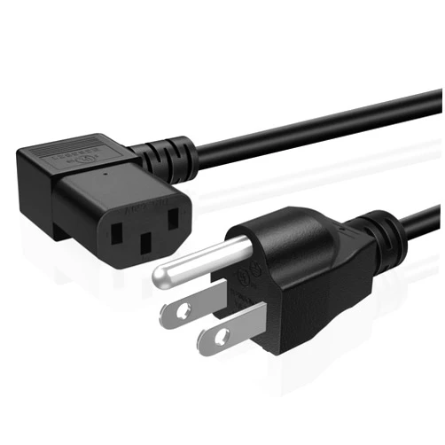 TNP Products TNP Universal 90 Degree Power Cord NEMA 5-15P to IEC320 C13 Power Cord UL 15A 125V 18AWG Right Angle Computer Power Cable Heavy Duty NEMA to IEC Cable Plug for TV, PC, Computer, Printer (15 Ft, Black)