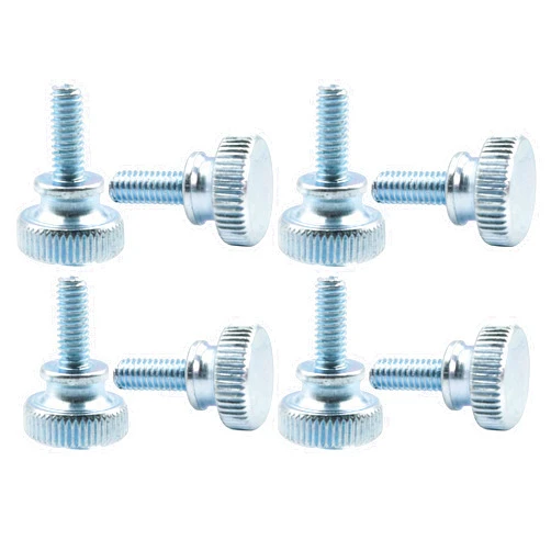 LBY 30pcs Knurled Hand Screw, M4 x 10mm Flat Knurled Head Fully Threaded Thumb Screws(Double Layer Step), Carbon Steel Galvanize