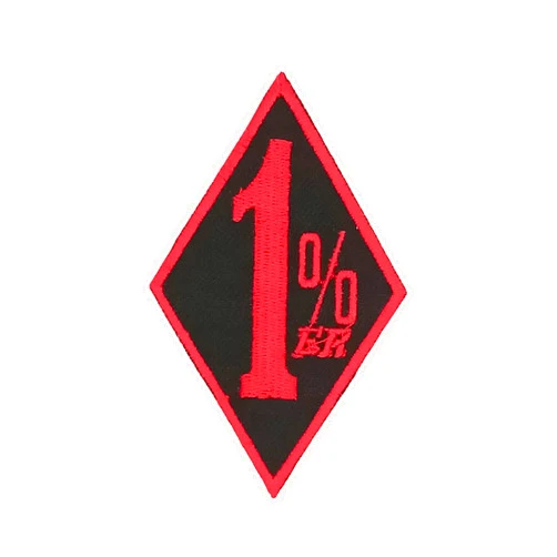 DealzCT 1% ER Diamond Red Border Iron On Sew On Small Patch for Jacket Vest
