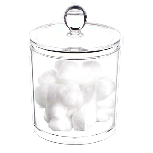 Hipiwe Cotton Ball and Swab Organizer with Lid Apothecary Acrylic Jar Makeup Cotton Organizer Bathroom Storage Canister Jar for Cotton Rounds Pads Q-tips Holder