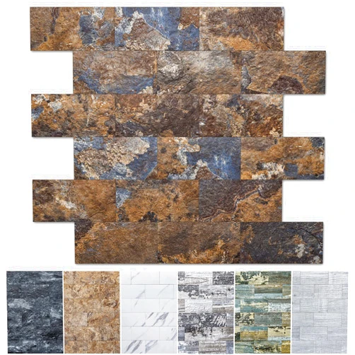Art3d 10-Sheet Peel and Stick Backsplash PVC Wall Tile, Stickon Tile for Kitchen Backplash, Bathroom Vanities, Fireplace Decor, Laundry Table, Stair Decals in Rust Slate, Plastic-Sheets