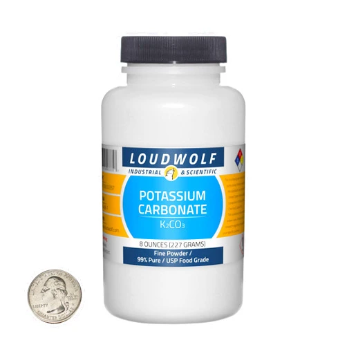 Loudwolf Potassium Carbonate / 8 Ounce Bottle / 99% Pure USP Food Grade/Fine Powder