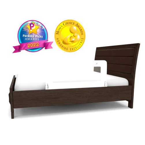 ComfyBumpy Toddler Bed Rail Guard | Bed Rails for Kids, Twin, Full, Queen & King Size Bed - Adjustable Bed Rail for Toddlers - Swing Down Baby Bed Side Rail - White, Regular (35.5