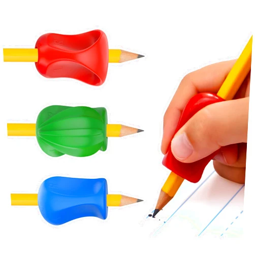 The Pencil Grip 3-Step Training Kit - Crossover Grip, Pinch Grip & Standard Pencil Grip Ergonomic Writing Aids for Kids, Students, Fine Motor Development, Assorted Colors, Pack of 3 Grips (1 per Type)