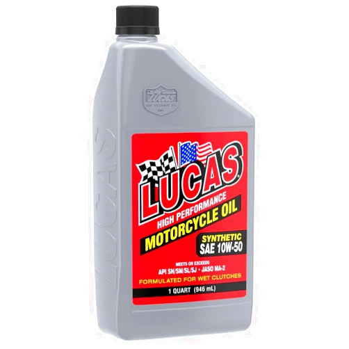 Lucas Oil 10716 High Performance Synthetic SAE 10W-50 Motorcycle Oil - 1 Quart (Pack of 6)