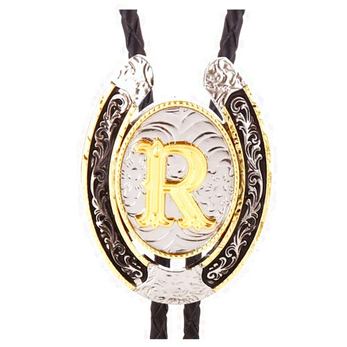 HUABOLA CALYN Bolo Tie for Men- Golden Initial Letter ABCDMJR to Z Western Cowboy Bolo Tie for Women