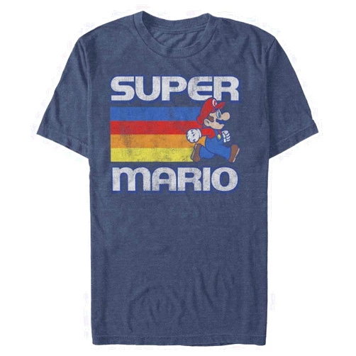 Nintendo Men's Super Mario Running Retro Stripe T-Shirt