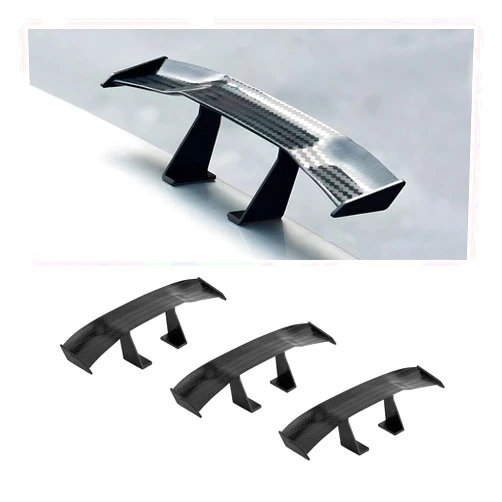 BLAU GRUN 3PCS Car Mini Spoiler Wing, 6.7 Inch Universal Auto Car Tail Wing Mini Carbon Fiber Texture Cool Decoration, Car Exterior Accessories for Men Women (Black)
