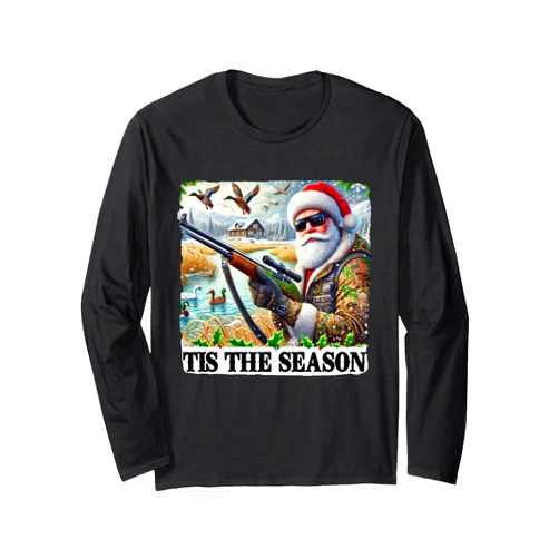Jackalope Clothing Co. Tis The Season Santa Duck Hunting Long Sleeve T-Shirt