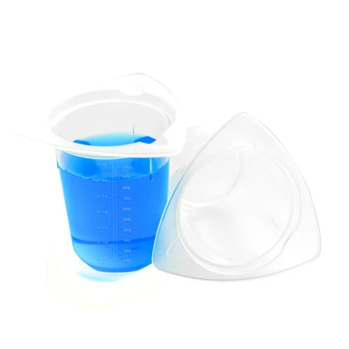CryoKing 25Pcs Plastic Beaker, 100ml Triangular Lab Measuring Cup, 3.38oz Clear Liquid Container With Scale Line, Triangular Beakers for Labotatory Scientific Experiment, Household Mixing