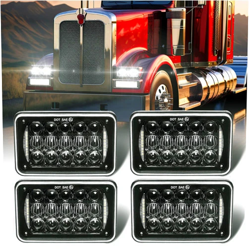 LX-LIGHT DOT Approved 60w 4x6 inch LED Headlights Rectangular Replacement H4651 H4652 H4656 H4666 H6545 with DRL Compatible with Peterbil Kenworth Freightinger Ford Probe Chevrolet Trucks