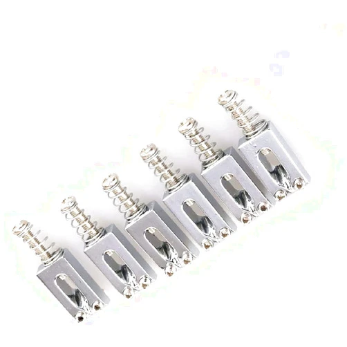 Spmimi Guitar Bridge Saddle with Spring Screws for Fender Strat Stratocaster Tele Telecaster Electric Guitar Replacement Parts （Chrome)