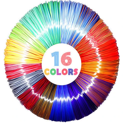 MIKA3D 2 Dual Color in 1 Silk PLA Filament Refill Sample Pack, 16 Different Dual Color Silk PLA, Each 4 Meter Length, Total 64m Silk Shiny Dual Color PLA 3D Printer 3D Pen Filament