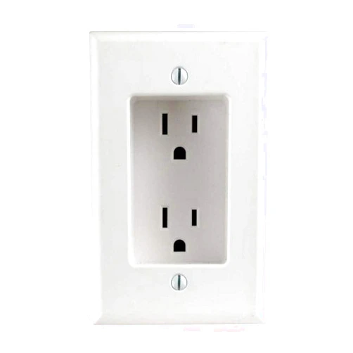 Leviton 689-W 15 Amp 1-Gang Recessed Duplex Receptacle, Residential Grade, with Screws Mounted to Housing, White