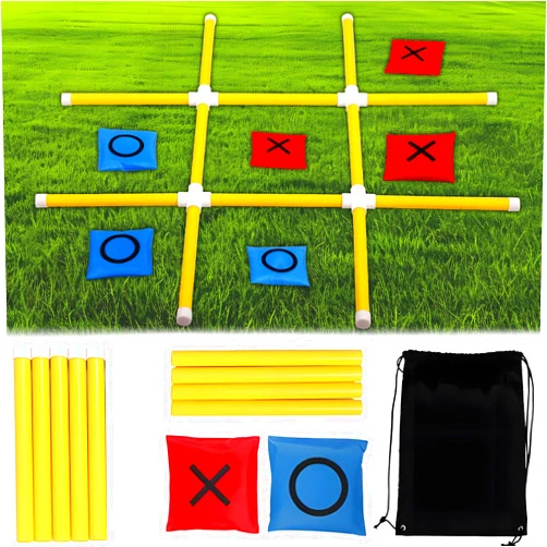 POYICGS Giant Tic Tac Toe Outdoor Games, Portable Bean Bag Toss Games for Families | Yard Game | Lawn Game(4ft x 4ft)