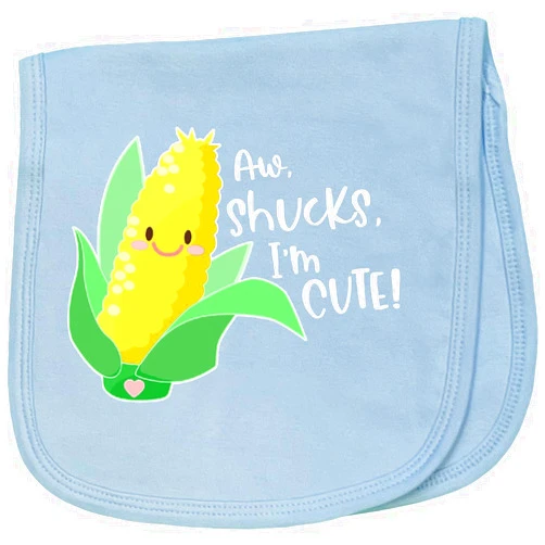 inktastic Aw, Shucks, I'm Cute Corn Humor Baby Burp Cloth Light Blue 3ab26