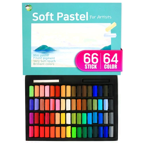 HA SHI Soft Chalk Pastels, 64 colors with additional 2pcs, Non Toxic Art Supplies, Drawing Media for Artist Stick Pastel for Professional, Kids, Beauty Nail Art, Pan Chalk Pastels