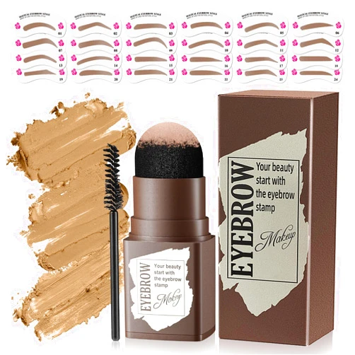 OETUIOW Eyebrow Stamp Stencil Kit - 24PCS Eyebrow Stencils for Perfect Brow, Eyebrow Stamp Long-lasting Waterproof & Smudge-Proof, Eyebrow Kit with Eyebrow Brush for Thin & Thick Brow (Blonde)