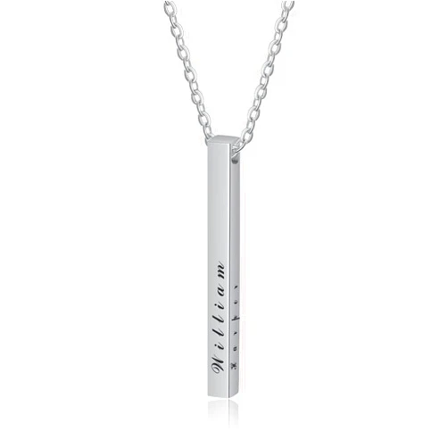 FARUZO 3D Bar Necklace – Personalized Necklaces for Women with Custom Engraved Name – Adjustable Vertical Pendant in Gold, Silver, Rose Gold – Gift for Her, Mom, Wife, Girlfriend