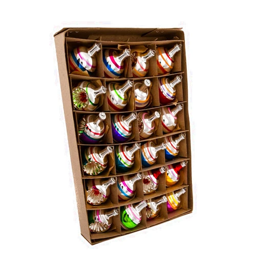 Kurt S. Adler Kurt Adler Early Years Mini Glass Ornament Set of 24 - Ball and Reflector (YAMGC0284), Christmas