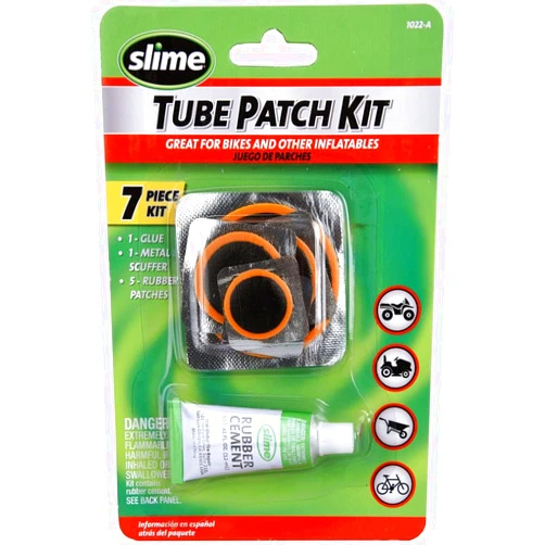 Slime 1022-A Tube Rubber Patch Kit, for Bikes and Other Inflatables, Contains, 5 Patches, Scuffer and Glue