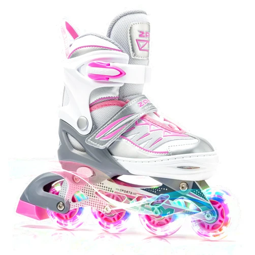 2PM SPORTS Cytia Pink Girls Adjustable Illuminating Inline Skates with Light up Wheels, Fun Flashing Beginner Roller Skates for Kids