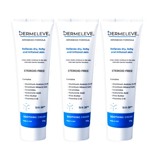 Dermeleve Steroid Free Anti-Itch Cream | Extra Strength for Psoriasis, Seborrheic Dermatitis, Viral Rash, Bug Bites, Allergy, Chronic Hives, Neuropathy (Nerve) | Full Body Itch Relief | 60g (3 Pack)
