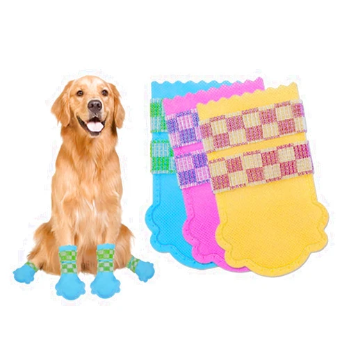 MAJIYAHE Disposable Dog Boots for Paw Protection, 8 Pcs Pet Shoes with Adjustable Self-Adhesive Bandage, Waterproof and Wear Resistant Reusable, Dog Disposable Foot Covers for Outdoor & Indoor Walking
